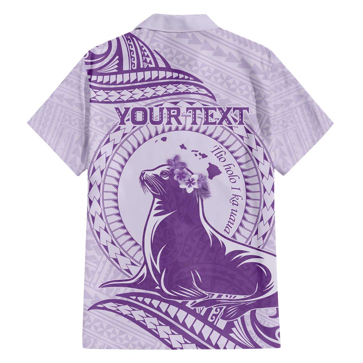 Personalised Hawaii Monk Seal Family Matching Puletasi and Hawaiian Shirt Polynesian Tattoo With Tropical Flowers - Purple Pastel LT14 - Polynesian Pride