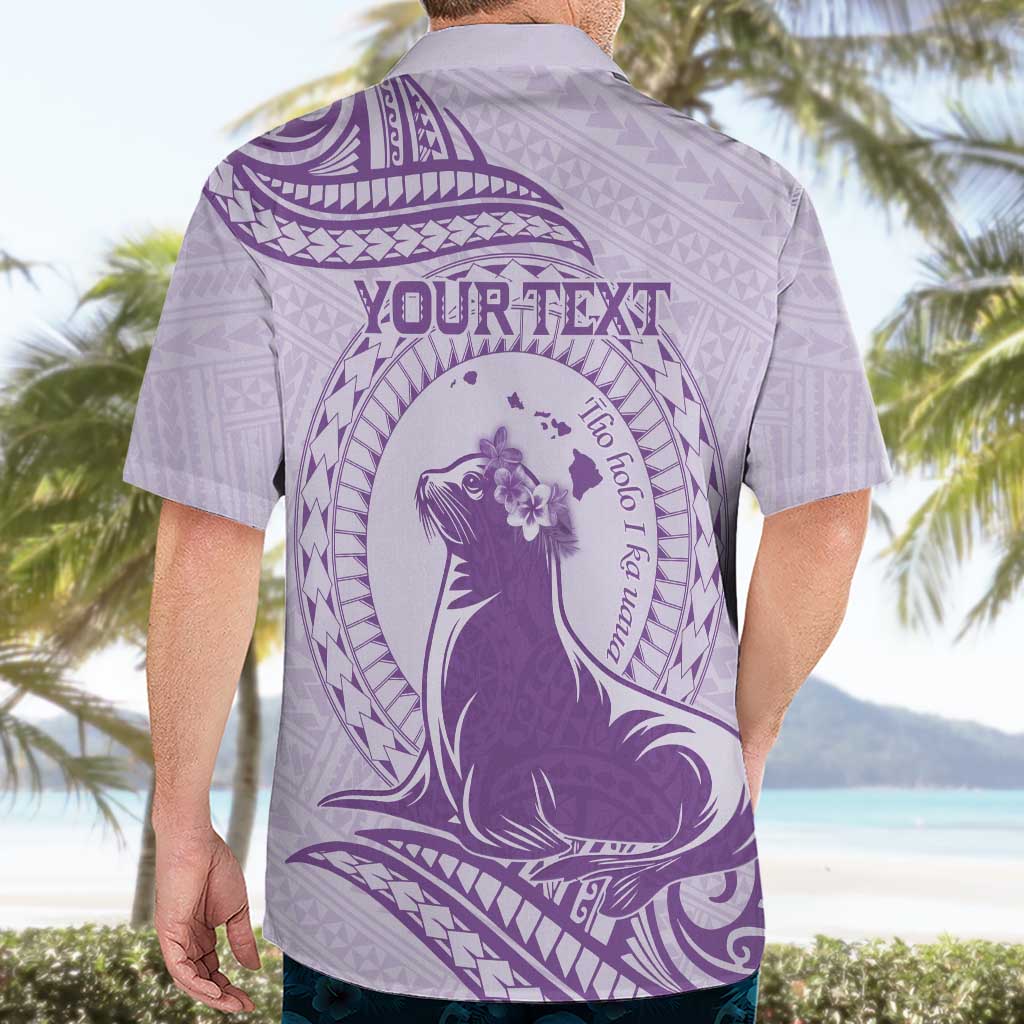 Personalised Hawaii Monk Seal Hawaiian Shirt Polynesian Tattoo With Tropical Flowers - Purple Pastel LT14 - Polynesian Pride