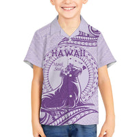 Personalised Hawaii Monk Seal Hawaiian Shirt Polynesian Tattoo With Tropical Flowers - Purple Pastel LT14 - Polynesian Pride