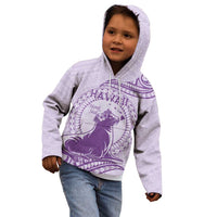 Personalised Hawaii Monk Seal Kid Hoodie Polynesian Tattoo With Tropical Flowers - Purple Pastel LT14 - Polynesian Pride