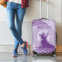 Personalised Hawaii Monk Seal Luggage Cover Polynesian Tattoo With Tropical Flowers - Purple Pastel LT14 - Polynesian Pride
