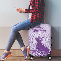 Personalised Hawaii Monk Seal Luggage Cover Polynesian Tattoo With Tropical Flowers - Purple Pastel LT14 - Polynesian Pride