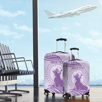 Personalised Hawaii Monk Seal Luggage Cover Polynesian Tattoo With Tropical Flowers - Purple Pastel LT14 - Polynesian Pride