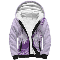 Personalised Hawaii Monk Seal Sherpa Hoodie Polynesian Tattoo With Tropical Flowers - Purple Pastel LT14 Unisex Purple - Polynesian Pride