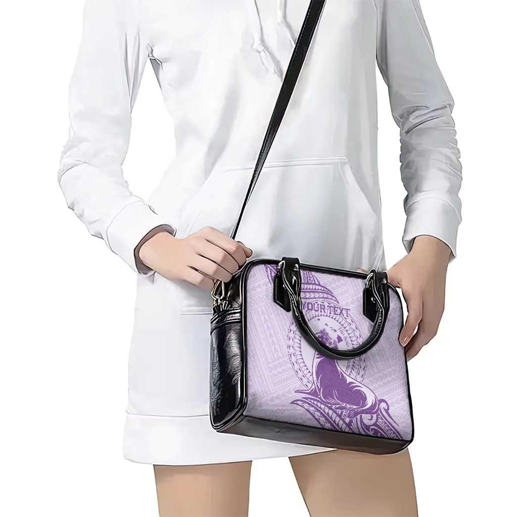 Personalised Hawaii Monk Seal Shoulder Handbag Polynesian Tattoo With Tropical Flowers - Purple Pastel