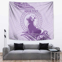 Personalised Hawaii Monk Seal Tapestry Polynesian Tattoo With Tropical Flowers - Purple Pastel LT14 Purple - Polynesian Pride