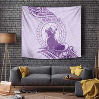 Personalised Hawaii Monk Seal Tapestry Polynesian Tattoo With Tropical Flowers - Purple Pastel LT14 - Polynesian Pride
