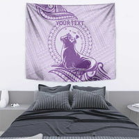 Personalised Hawaii Monk Seal Tapestry Polynesian Tattoo With Tropical Flowers - Purple Pastel LT14 - Polynesian Pride