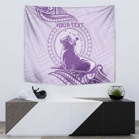 Personalised Hawaii Monk Seal Tapestry Polynesian Tattoo With Tropical Flowers - Purple Pastel LT14 - Polynesian Pride
