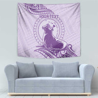 Personalised Hawaii Monk Seal Tapestry Polynesian Tattoo With Tropical Flowers - Purple Pastel LT14 - Polynesian Pride