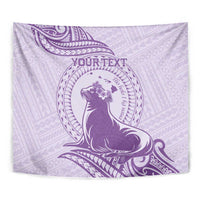 Personalised Hawaii Monk Seal Tapestry Polynesian Tattoo With Tropical Flowers - Purple Pastel LT14 - Polynesian Pride