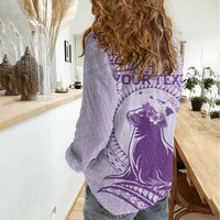 Personalised Hawaii Monk Seal Women Casual Shirt Polynesian Tattoo With Tropical Flowers - Purple Pastel LT14 - Polynesian Pride
