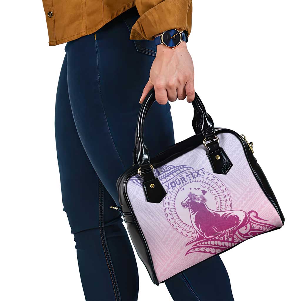 Personalised Hawaii Monk Seal Shoulder Handbag Polynesian Tattoo With Tropical Flowers - Purple Gradient LT14 - Polynesian Pride