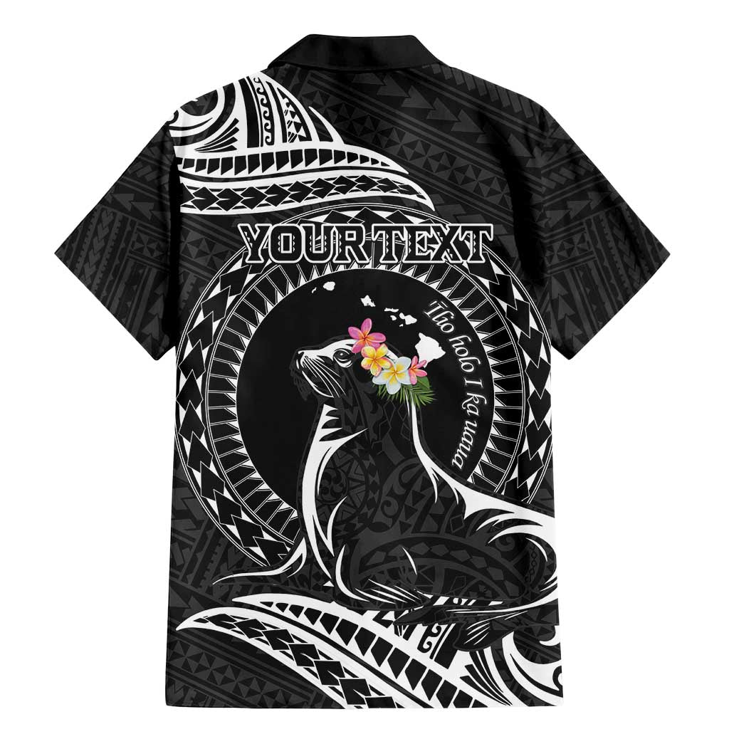 Personalised Hawaii Monk Seal Family Matching Mermaid Dress and Hawaiian Shirt Polynesian Tattoo With Tropical Flowers - Black LT14 - Polynesian Pride