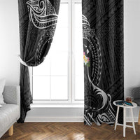 Personalised Hawaii Monk Seal Window Curtain Polynesian Tattoo With Tropical Flowers - Black LT14 - Polynesian Pride
