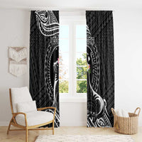 Personalised Hawaii Monk Seal Window Curtain Polynesian Tattoo With Tropical Flowers - Black LT14 - Polynesian Pride
