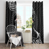 Personalised Hawaii Monk Seal Window Curtain Polynesian Tattoo With Tropical Flowers - Black LT14 - Polynesian Pride