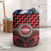 Aotearoa Ngapuhi Laundry Basket Maori Iwi Poutama Puhoro Tattoo LT14 Red - Polynesian Pride