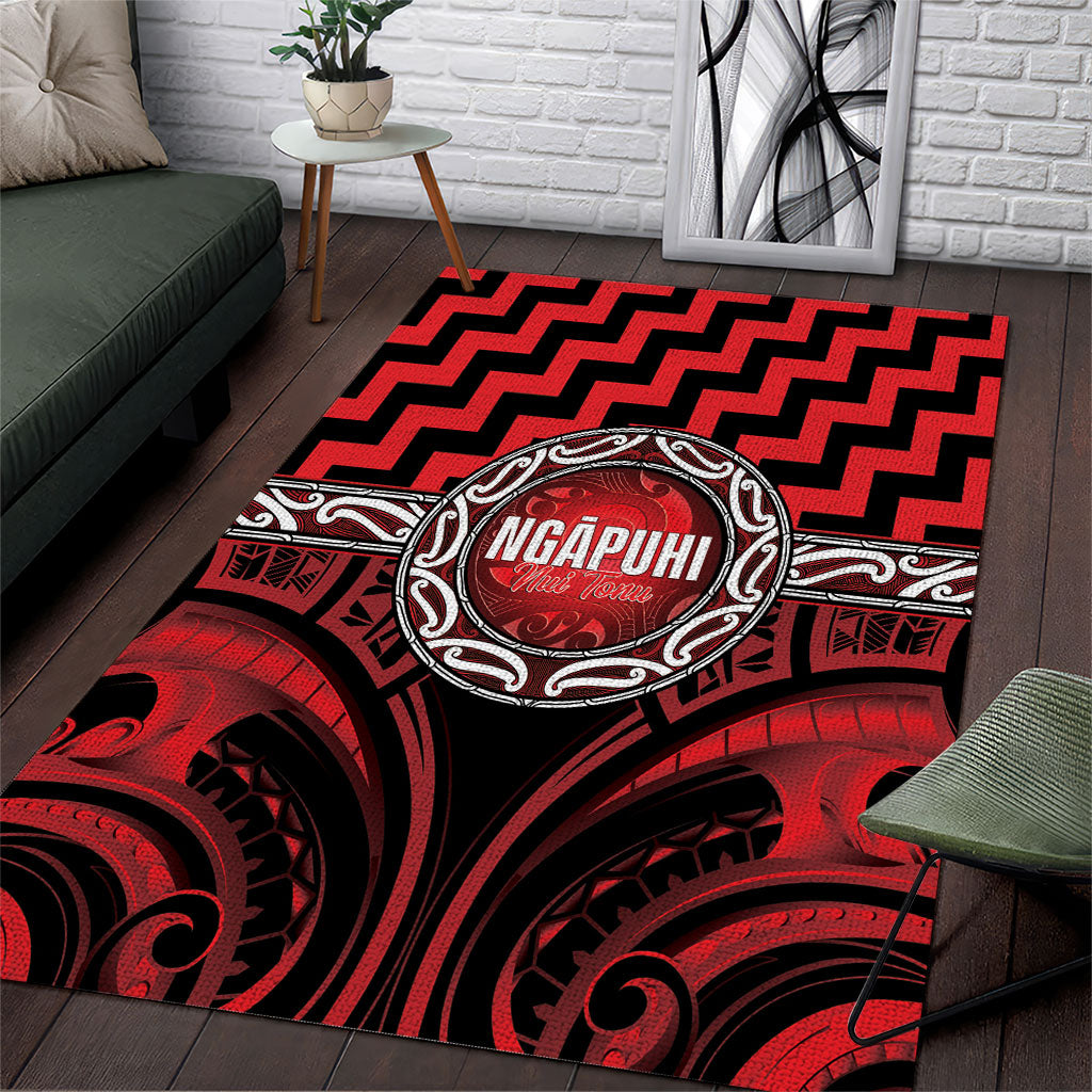 Aotearoa Ngapuhi Area Rug Maori Iwi Poutama Puhoro Tattoo LT14 Red - Polynesian Pride