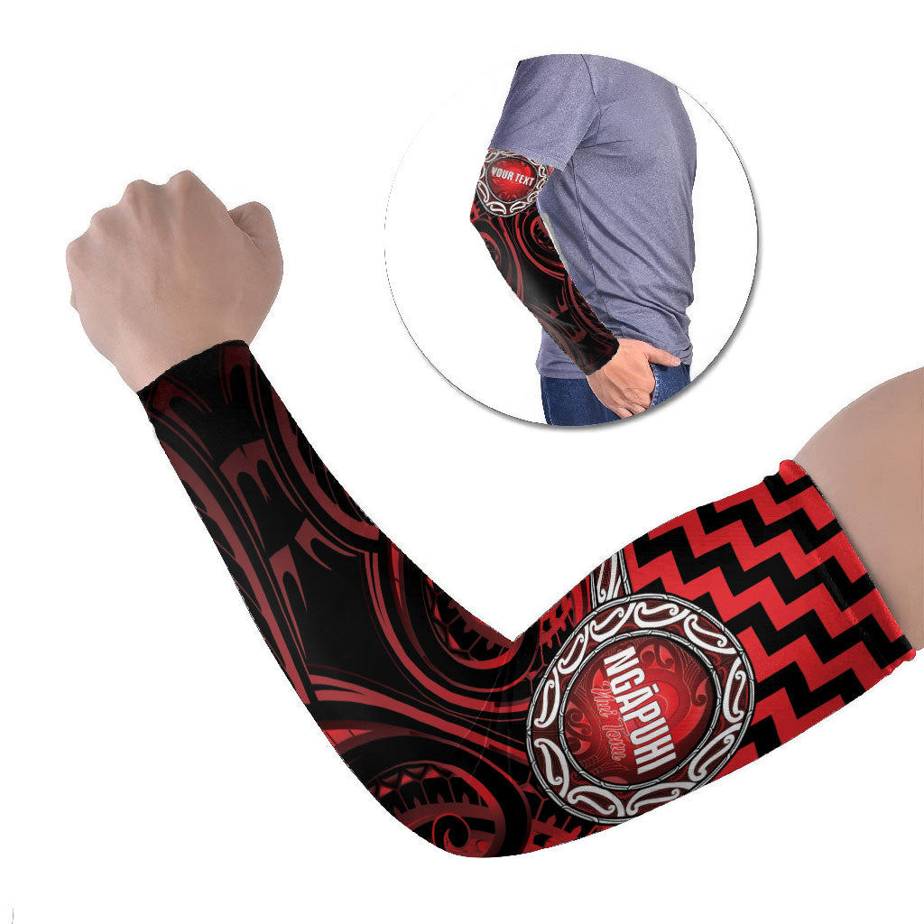 Aotearoa Ngapuhi Personalised Arm Sleeves Maori Iwi Poutama Puhoro Tattoo LT14 Set of 2 Red - Polynesian Pride