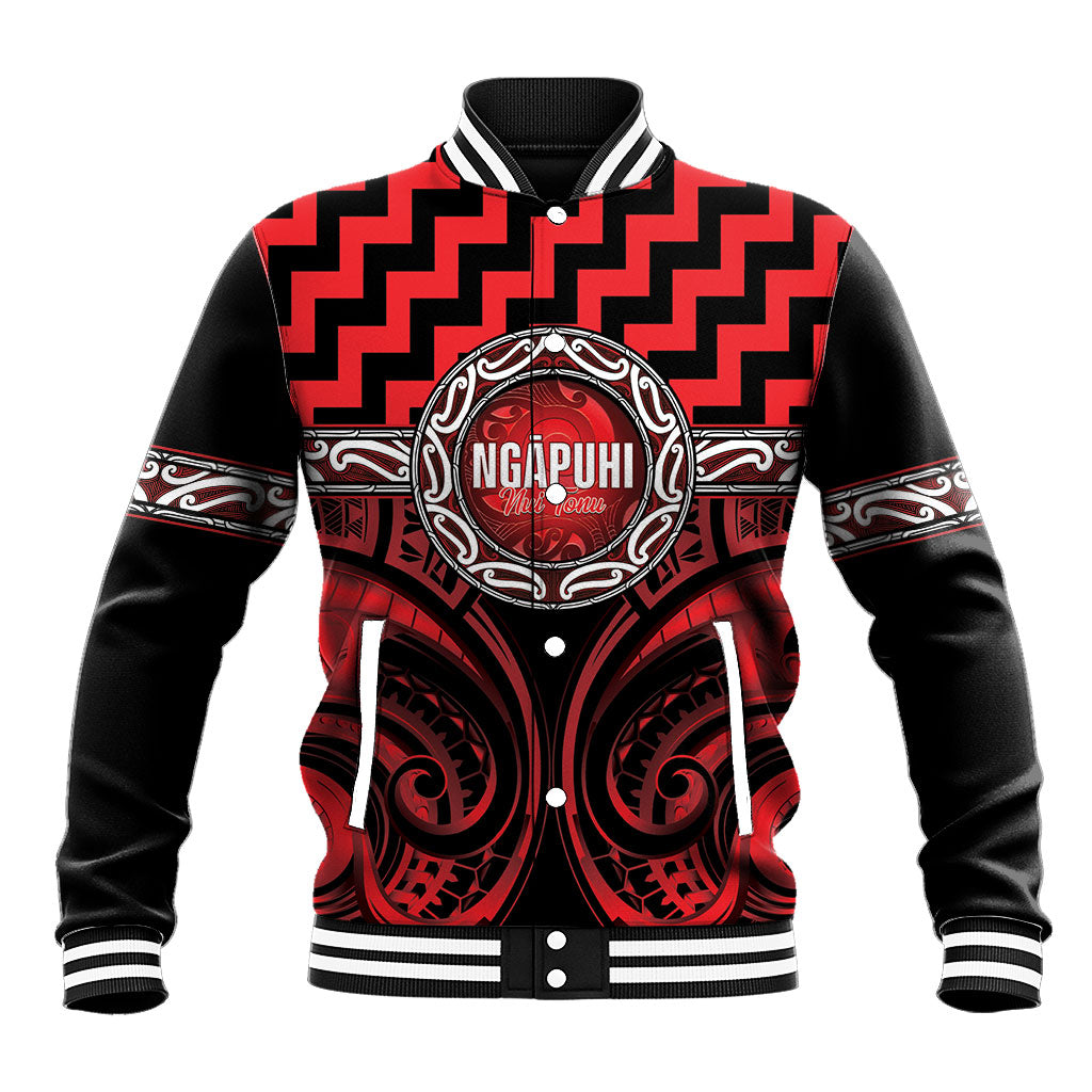 Aotearoa Ngapuhi Personalised Baseball Jacket Maori Iwi Poutama Puhoro Tattoo LT14 Unisex Red - Polynesian Pride