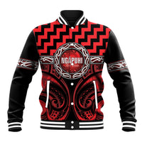 Aotearoa Ngapuhi Personalised Baseball Jacket Maori Iwi Poutama Puhoro Tattoo LT14 Unisex Red - Polynesian Pride