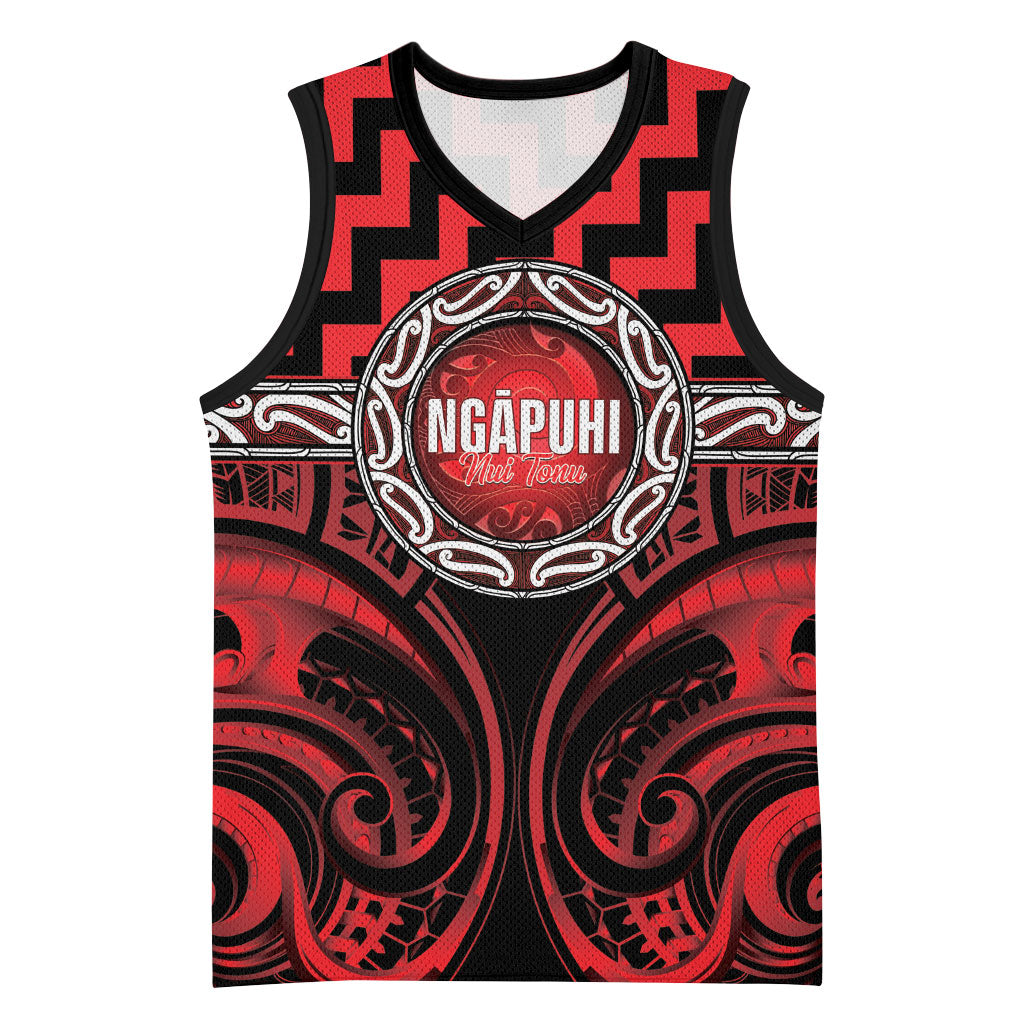 Aotearoa Ngapuhi Personalised Basketball Jersey Maori Iwi Poutama Puhoro Tattoo LT14 Unisex Red - Polynesian Pride
