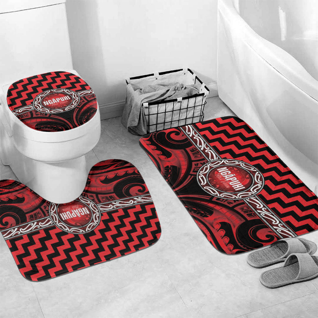 Aotearoa Ngapuhi Bathroom Set Maori Iwi Poutama Puhoro Tattoo LT14 Mat Set Only (3 pcs) One Size Red - Polynesian Pride