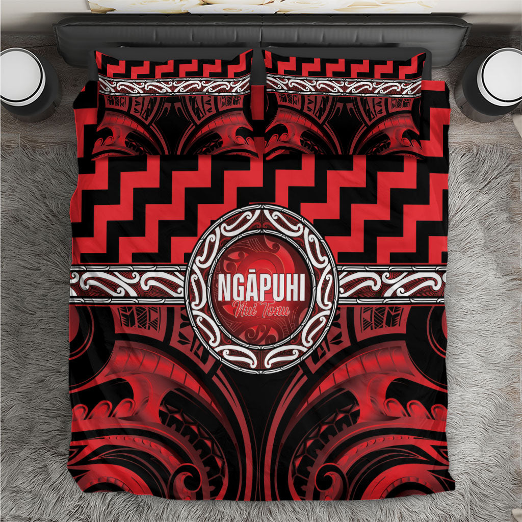 Aotearoa Ngapuhi Bedding Set Maori Iwi Poutama Puhoro Tattoo LT14 Red - Polynesian Pride