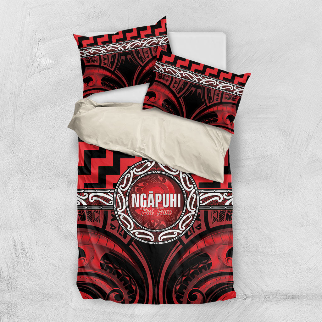 Aotearoa Ngapuhi Bedding Set Maori Iwi Poutama Puhoro Tattoo LT14 US Twin 172cm x 218cm Red - Polynesian Pride