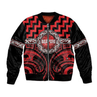 Aotearoa Ngapuhi Personalised Bomber Jacket Maori Iwi Poutama Puhoro Tattoo LT14 Unisex Red - Polynesian Pride