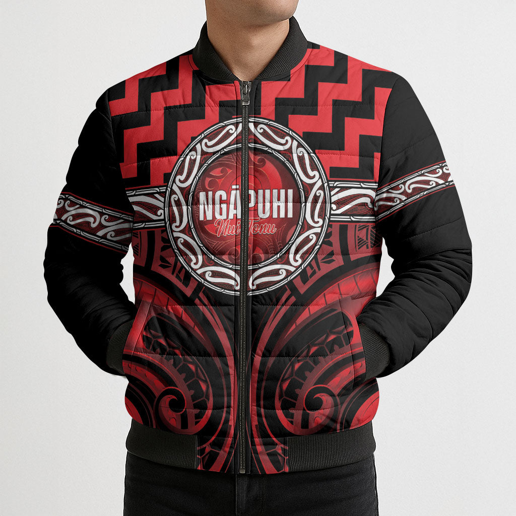 Aotearoa Ngapuhi Personalised Bomber Puffer Jacket Maori Iwi Poutama Puhoro Tattoo LT14 - Polynesian Pride