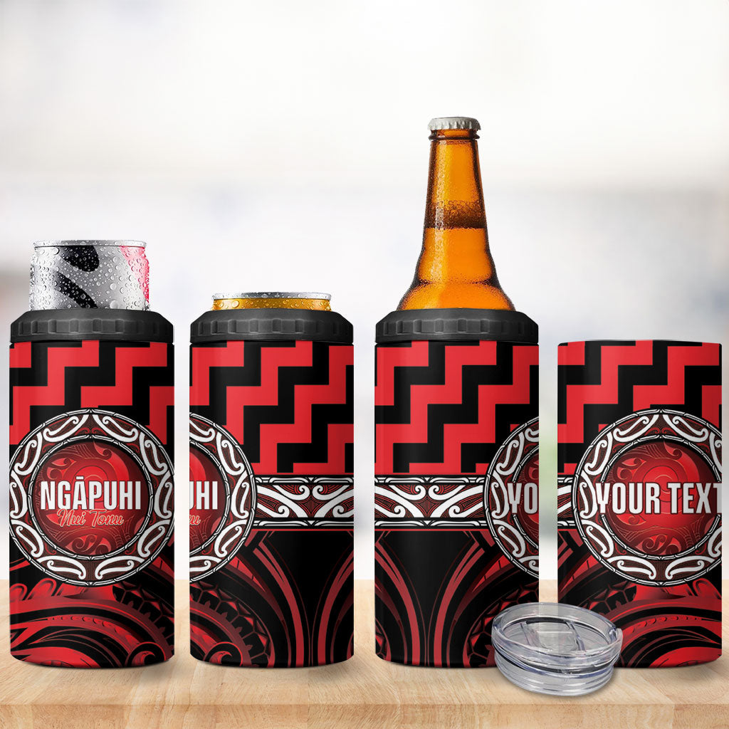 Aotearoa Ngapuhi Personalised 4 in 1 Can Cooler Tumbler Maori Iwi Poutama Puhoro Tattoo LT14 - Polynesian Pride