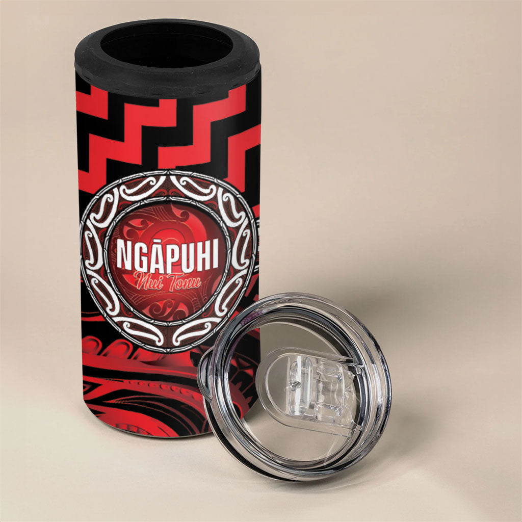 Aotearoa Ngapuhi Personalised 4 in 1 Can Cooler Tumbler Maori Iwi Poutama Puhoro Tattoo LT14 - Polynesian Pride