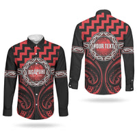 Aotearoa Ngapuhi Personalised Couples Matching Off Shoulder Short Dress and Long Sleeve Button Shirt Maori Iwi Poutama Puhoro Tattoo LT14 - Polynesian Pride