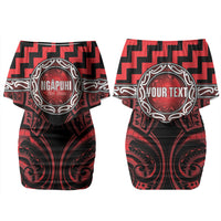 Aotearoa Ngapuhi Personalised Couples Matching Off Shoulder Short Dress and Long Sleeve Button Shirt Maori Iwi Poutama Puhoro Tattoo LT14 - Polynesian Pride