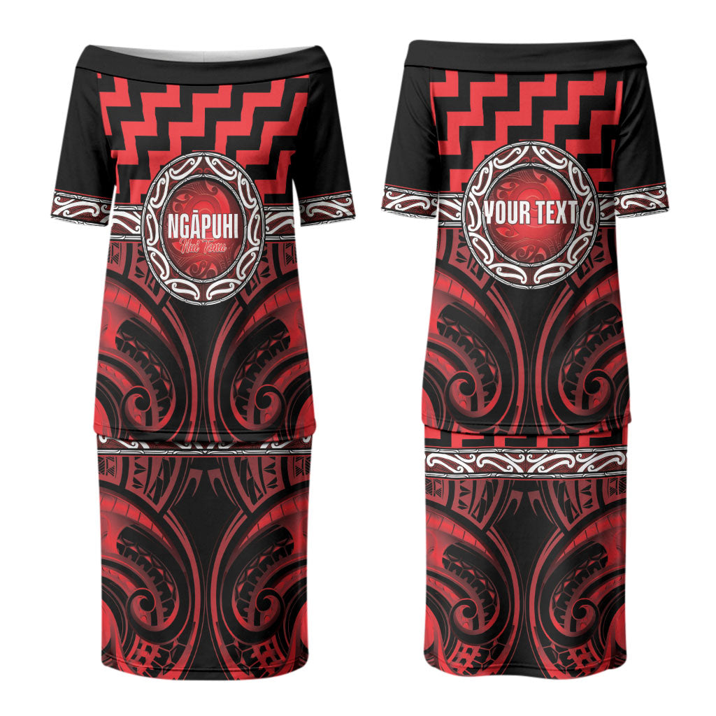 Aotearoa Ngapuhi Personalised Couples Matching Puletasi and Long Sleeve Button Shirt Maori Iwi Poutama Puhoro Tattoo LT14 - Polynesian Pride