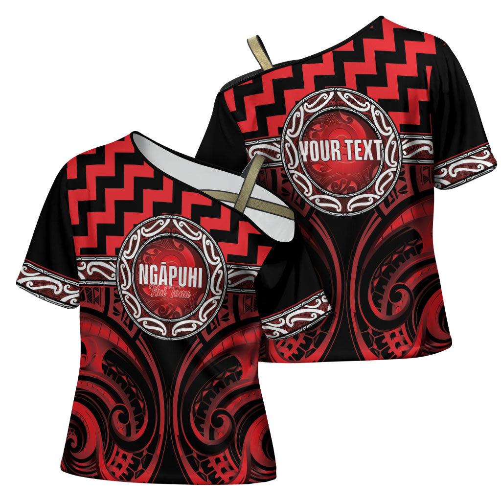 Aotearoa Ngapuhi Personalised Cross Shoulder Shirt Maori Iwi Poutama Puhoro Tattoo LT14 - Polynesian Pride
