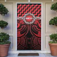 Aotearoa Ngapuhi Personalised Door Cover Maori Iwi Poutama Puhoro Tattoo LT14 Red - Polynesian Pride