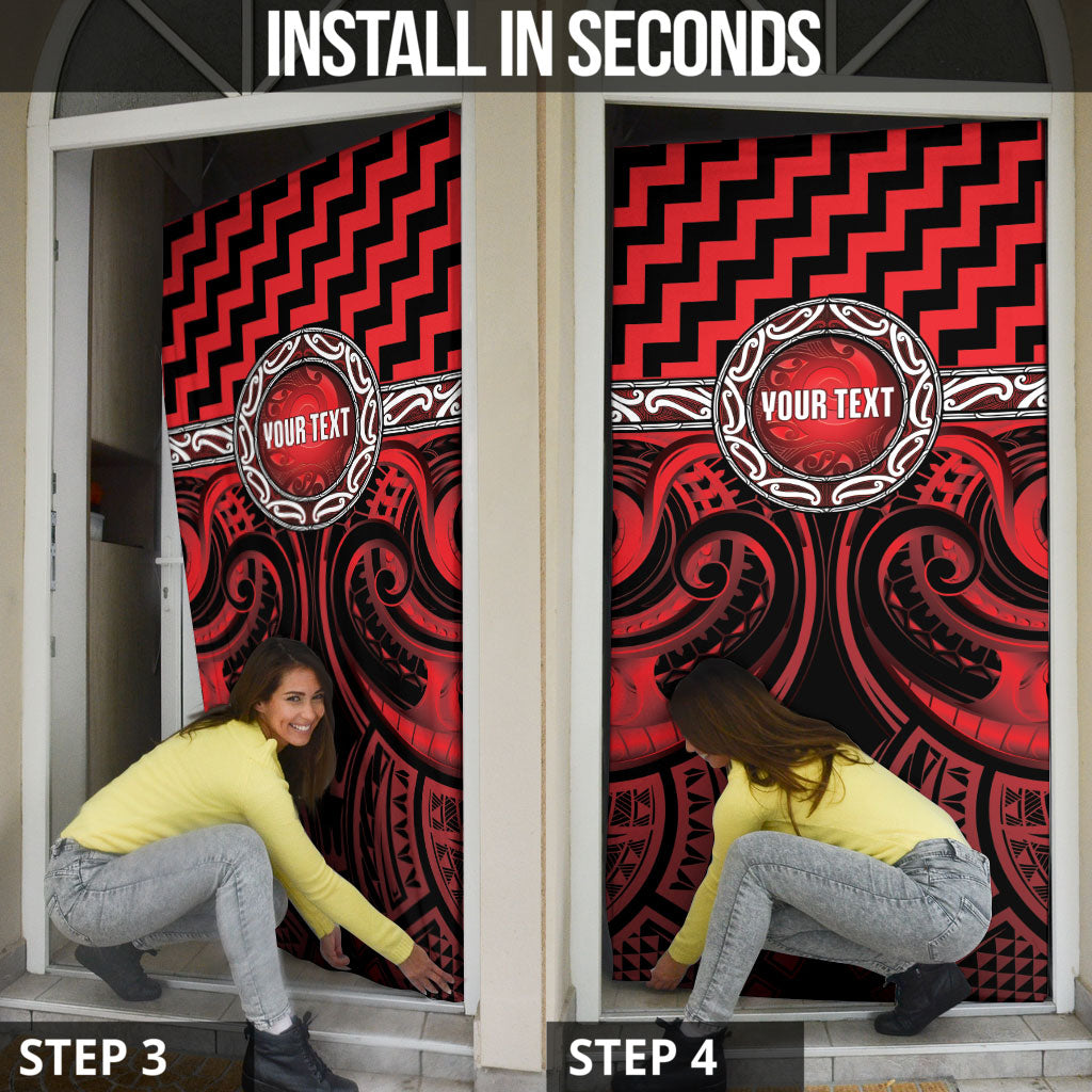 Aotearoa Ngapuhi Personalised Door Cover Maori Iwi Poutama Puhoro Tattoo LT14 - Polynesian Pride