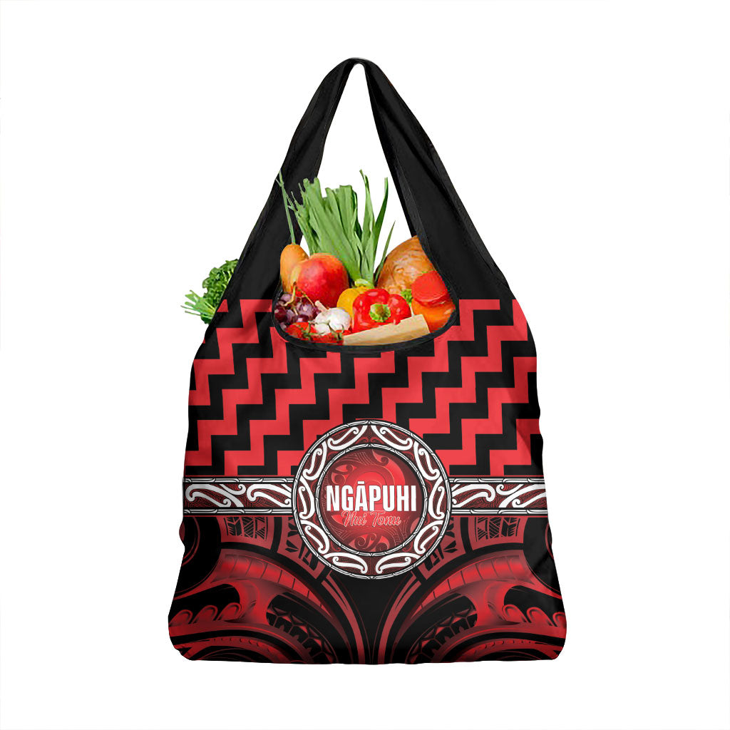 Aotearoa Ngapuhi Grocery Bag Maori Iwi Poutama Puhoro Tattoo LT14 1-pack One Size Red - Polynesian Pride