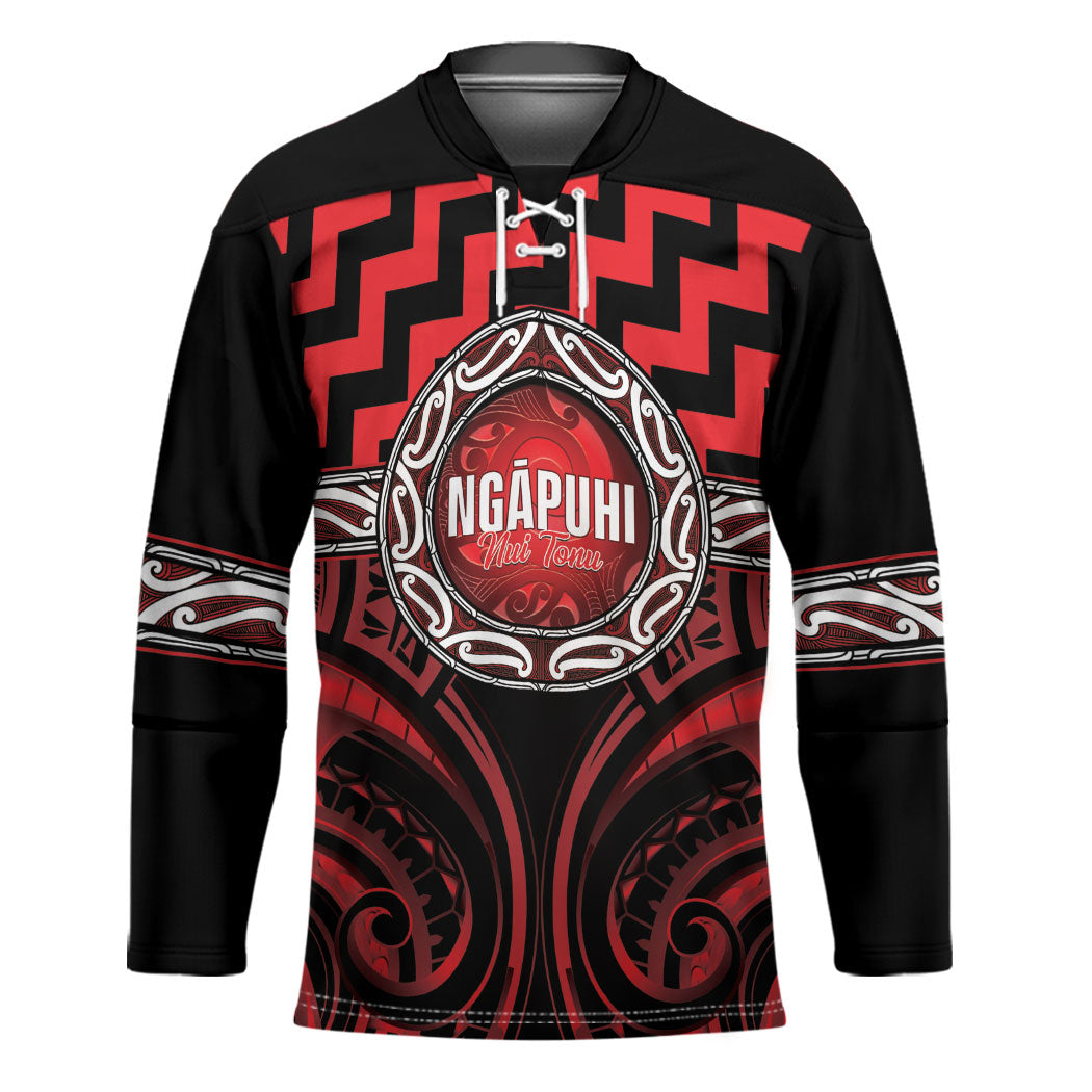Aotearoa Ngapuhi Personalised Hockey Jersey Maori Iwi Poutama Puhoro Tattoo LT14 Unisex Red - Polynesian Pride