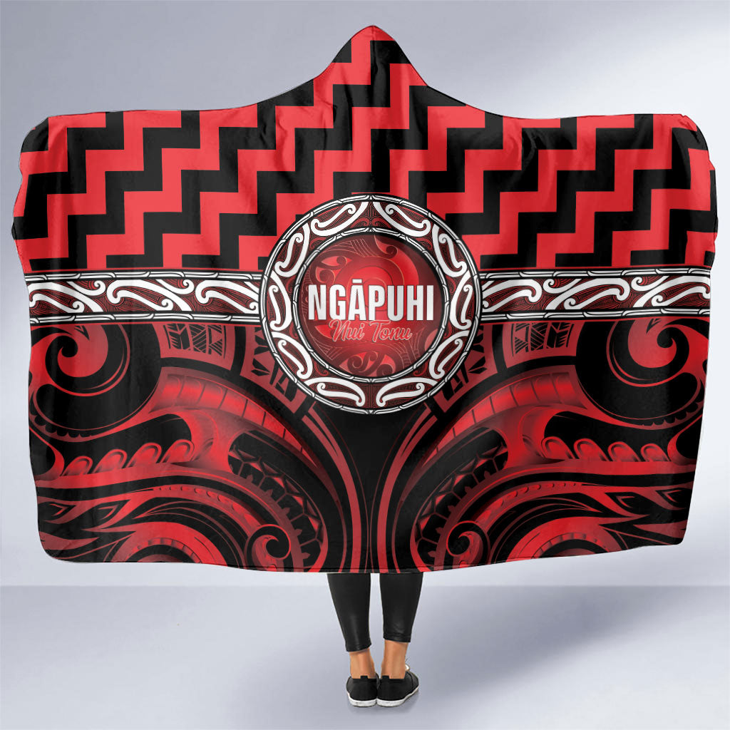 Aotearoa Ngapuhi Hooded Blanket Maori Iwi Poutama Puhoro Tattoo LT14 One Size Red - Polynesian Pride