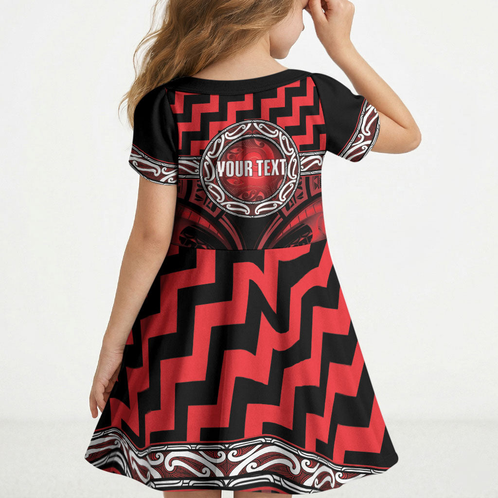 Aotearoa Ngapuhi Personalised Kid Short Sleeve Dress Maori Iwi Poutama Puhoro Tattoo LT14 - Polynesian Pride