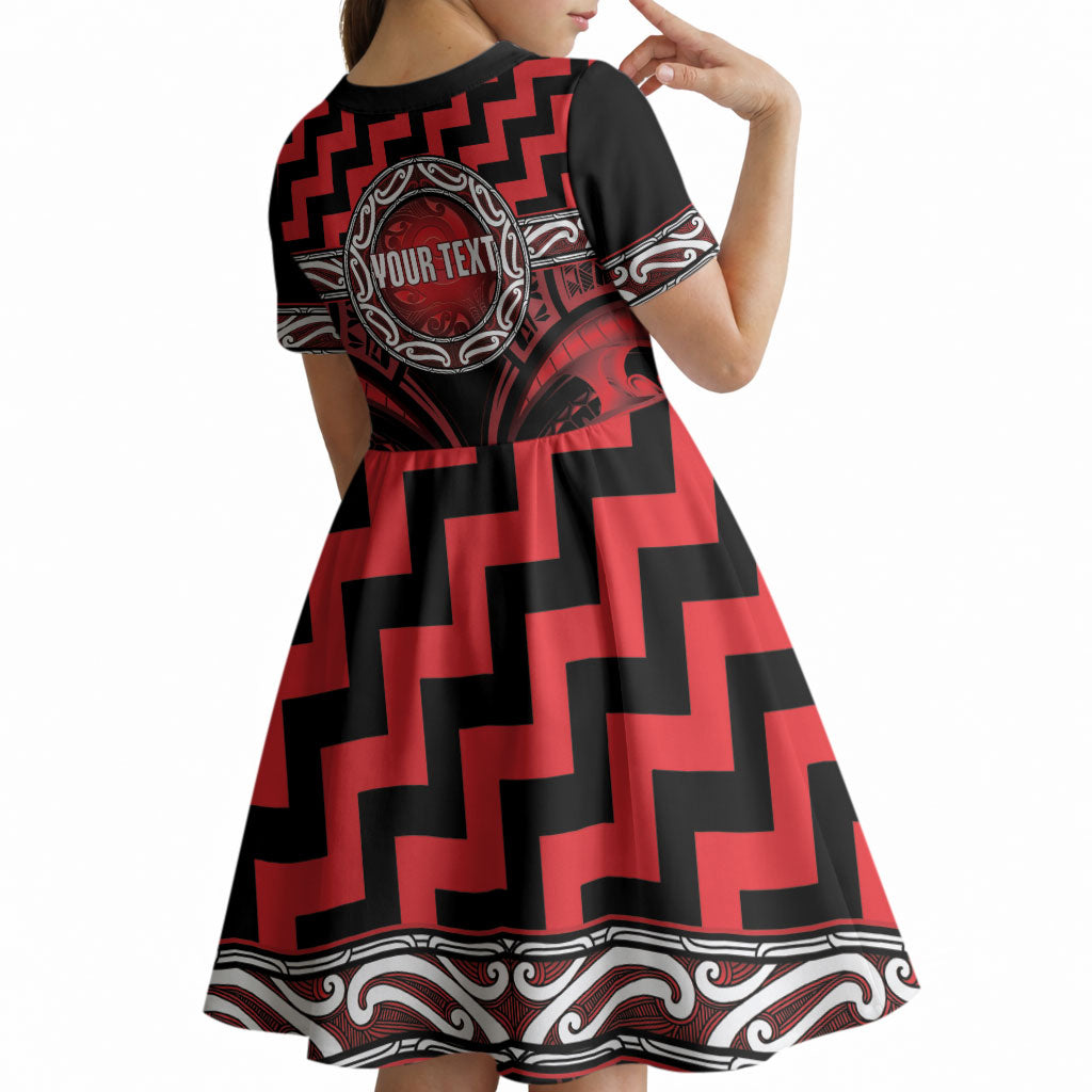 Aotearoa Ngapuhi Personalised Kid Short Sleeve Dress Maori Iwi Poutama Puhoro Tattoo LT14 - Polynesian Pride