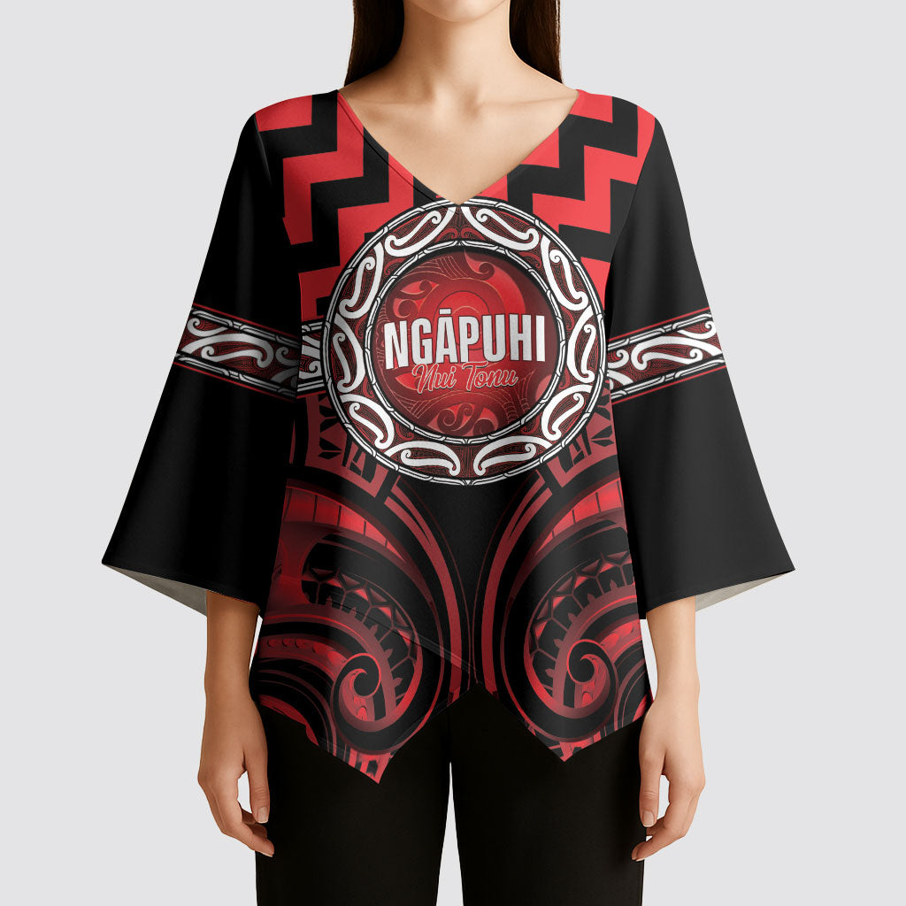 Aotearoa Ngapuhi Personalised Kimono Sleeve Blouse Maori Iwi Poutama Puhoro Tattoo LT14 - Polynesian Pride