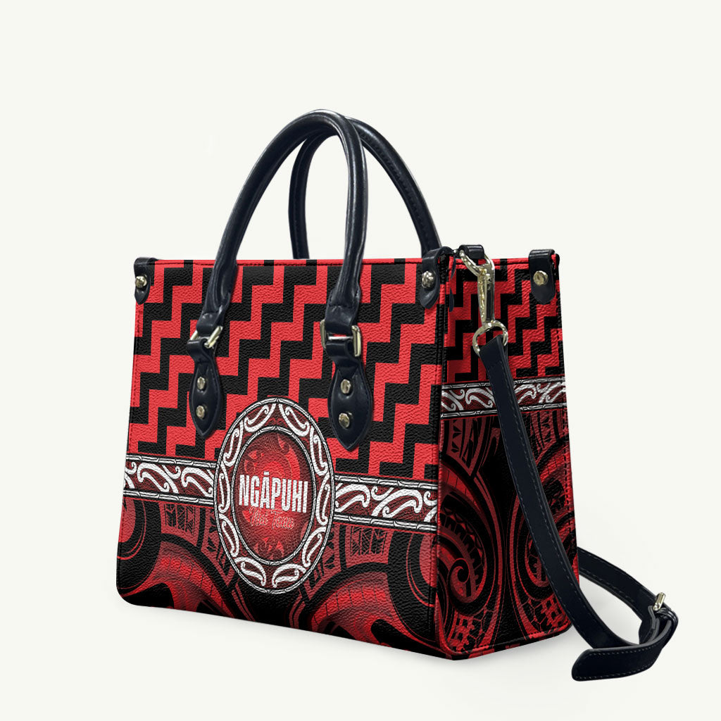 Aotearoa Ngapuhi Leather Bag Maori Iwi Poutama Puhoro Tattoo LT14 Red - Polynesian Pride