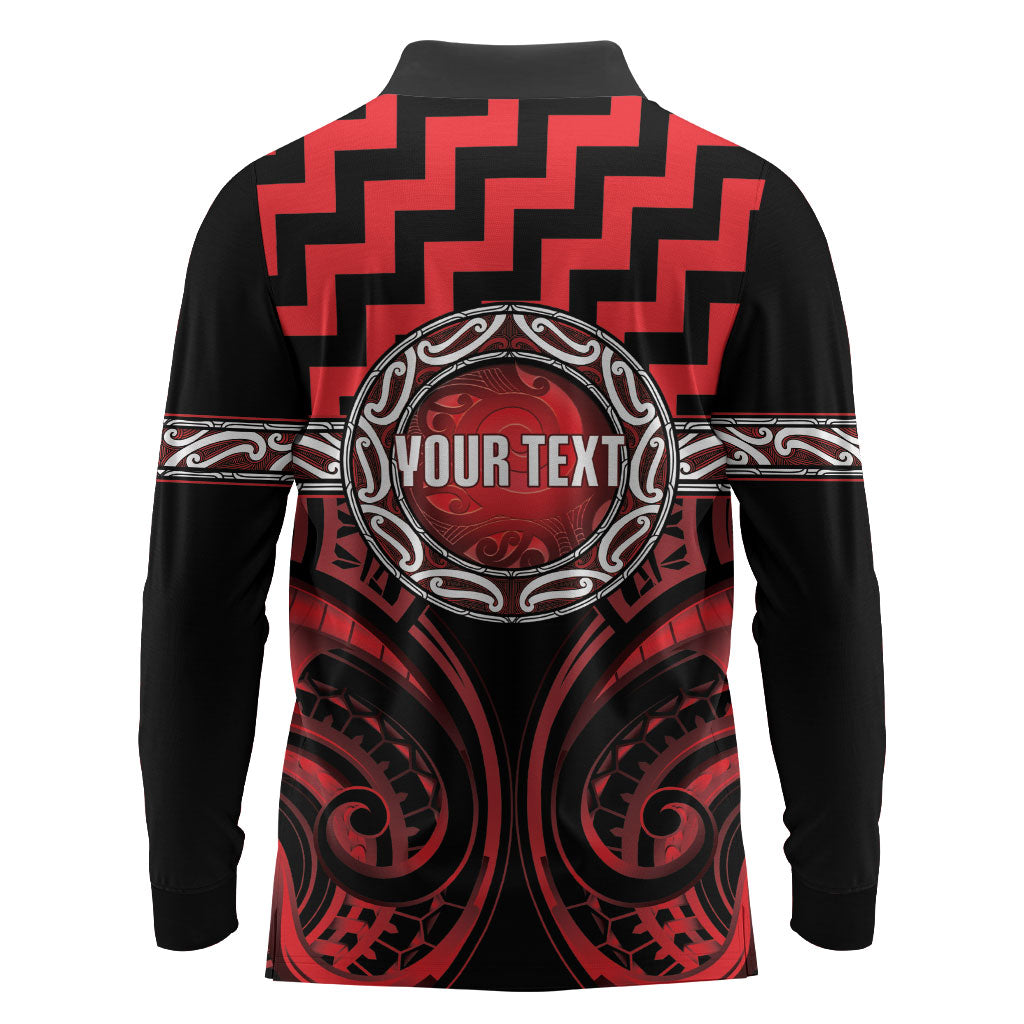 Aotearoa Ngapuhi Personalised Long Sleeve Polo Shirt Maori Iwi Poutama Puhoro Tattoo LT14 - Polynesian Pride