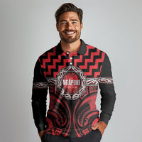 Aotearoa Ngapuhi Personalised Long Sleeve Polo Shirt Maori Iwi Poutama Puhoro Tattoo LT14 - Polynesian Pride