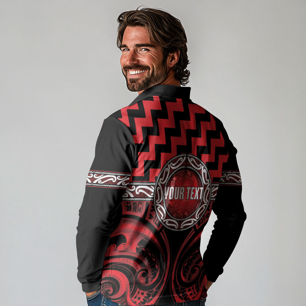 Aotearoa Ngapuhi Personalised Long Sleeve Polo Shirt Maori Iwi Poutama Puhoro Tattoo LT14 - Polynesian Pride